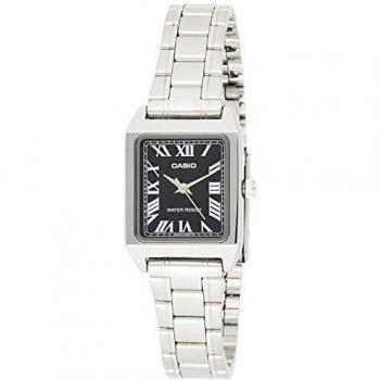 Casio Women's Analog Watch - LTP-V007D-1B, Silver Gray Strap, Black Dial