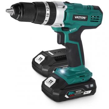 Taladro percutor Vatton 20V con 2 baterías de 2.0 Ah