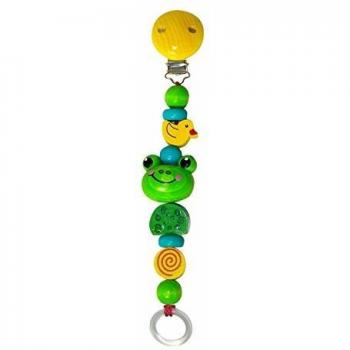 Hess 13705 - Cadena de madera de clip para chupete, diseño rana Toni