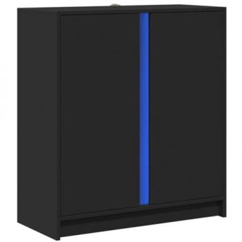 Aparador con luces LED madera de ingeniería negro 77x34x85 cm