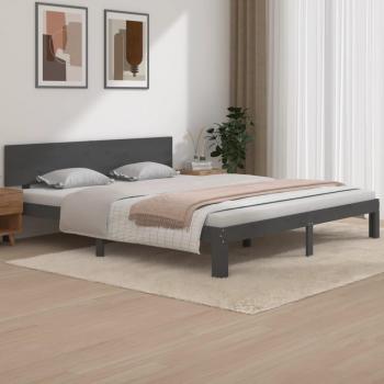 Cama de matrimonio de madera maciza gris 180x200 cm