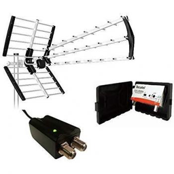 Kit TDT Antena BKM 18dB 5G con Amplificador Mástil y FA