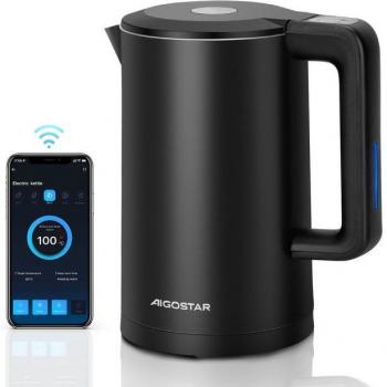 Hervidor de Agua Inteligente Aigostar 2200W WiFi/Bluetooth, Temperatura Regulable 40°C-100°C, Doble Pared Acero Inoxidable, Mantiene Caliente 24 horas - 1