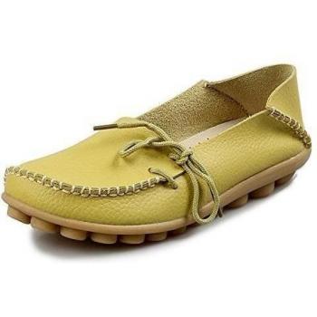 Lucksender - Mocasines de Piel para mujer, color Verde, talla 38 EU