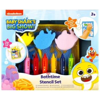 Set de Plantillas y Lápices para Baño Baby Shark - Incluye 1 plantilla, 6 lápices y 3 esponjas - A partir de 3 años - RMS