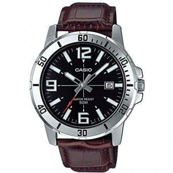 Casio MTP-VD01L-1BV Men's Stainless Steel Analog Sport Watch with Black Dial