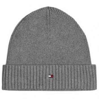 Tommy Hilfiger Flag Pima Cotton Beanie - Mid Grey Heather - Male - Size: One Size