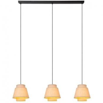 Lámpara Colgante Lineal Tribute de Textil Beige, 3 Luces E27