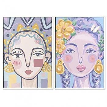 Cuadro DKD Home Decor 63 x 4 x 93 cm Mujer Urbano (2 Unidades)