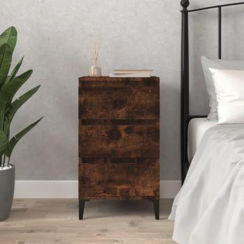 Mesita de noche Smoke Oak 40x35x70 cm Madera multicapa Marrón