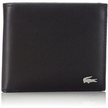 Lacoste NH1113FG - Monedero de cuero hombre, color negro, talla 12x9x2 cm