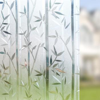 rabbitgoo 3D Vinilo Cristal para Ventanas Translúcida Autoadhesiva Vinilo Decorativa Bambu Patron Pegatina con Electricida Estática de Calor Control y Anti UV para Oficina Casa Privacidad 90x200cm