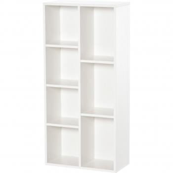 Estantería Kalma Homcom 7 compartimentos blanco 106x50x24 cm