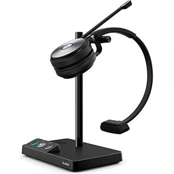 Yealink WH62 Mono UC Teams Wireless DECT Headset with Busylight, Leather Ear Cushions, Multi-Device Connection, and Breathable Design