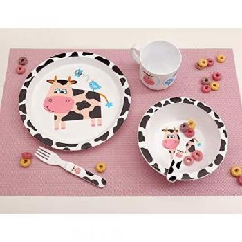 KIOKIDS VAJILLA INFANTIL 5 PIEZAS VACA BLANCO