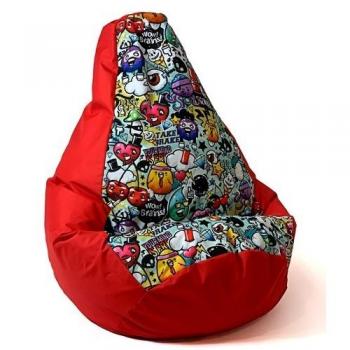 Bolso Puff Pera Estampado Rojo-Graffiti 105 x 80 cm