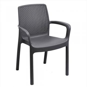 SATURNIA 8330010 Silla Resina Ratan Respaldo Bajo Blanco Ischia