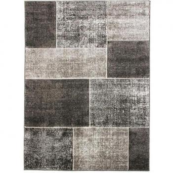 Alfombra sintética patchwork de cuadros gris 120x170cm DELHI CUADRADO