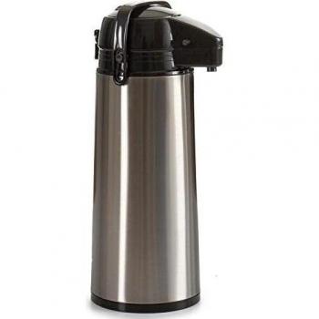 Termo Dispensador de Acero Inoxidable 1,9 L con Tapa y Mango de Plástico Negro