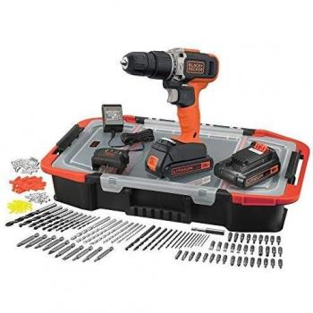 BLACK+DECKER BCD003BAST-QW - Taladro percutor 18V, 21.000 ipm, con 2 baterías litio 1.5Ah y organizador