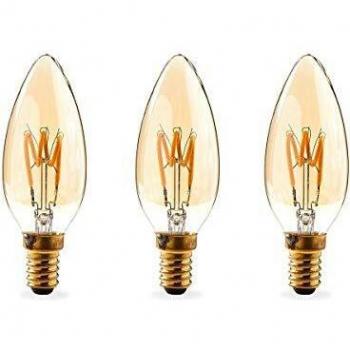 Nedis - Bombilla LED retro E14 - Vela - 3 W - 100 lm - Pack de 3 - Regulable - Blanco cálido - 2000 K - Estilo vintage - 20.000 horas de vida útil - Clase energética A - Diámetro: 35 mm