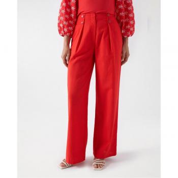 Pantalón ancho de mujer recto en color rojo Salsa Jeans con pliegues