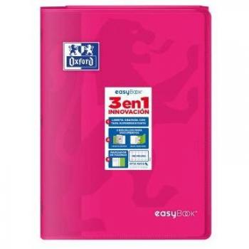 Cuaderno Oxford Easybook 3 en 1 - Libreta grapada A4 de 48 hojas con cuadrícula de 4mm, tapa plástica y colores surtidos intensos