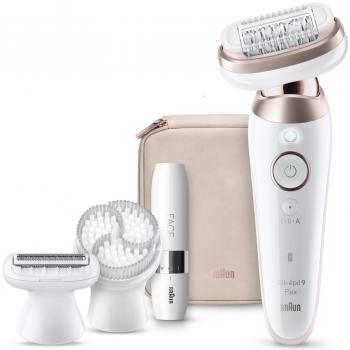 Braun Silk-épil 9 Flex 9-360 3D Depiladora con Cabezal Totalmente Flexible para Piernas, Cuerpo y Axilas, 40 pinzas, color Rosa y Blanco