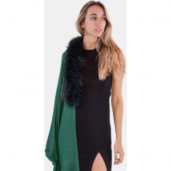 Chal de fiesta elegante de lana y pelo en verde esmeralda