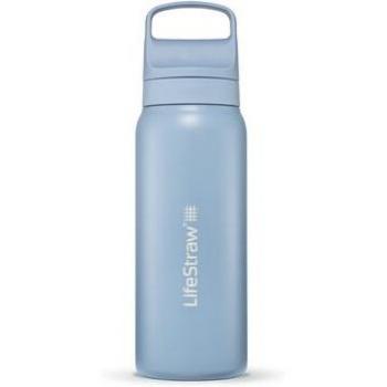 LifeStraw Go Icelandic Blue Stainless Steel Water Bottle with 2-Stage Filter, 650 ml