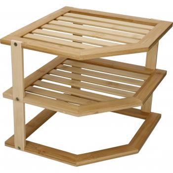Estante de Almacenamiento Esquinero de Cocina COPCO COP3TIERCORBAM, Tres Niveles, Caja de exhibición, Madera Bambú, Marrón