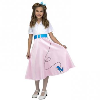Disfraz de Pink Lady Rosa para niña con Chaqueta, Pantalón y Pañuelo - Talla 5-6 años