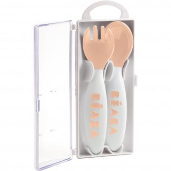 Beaba 913400 - Set de 2 cubiertos ergonómicos, 2° edad, color rosa