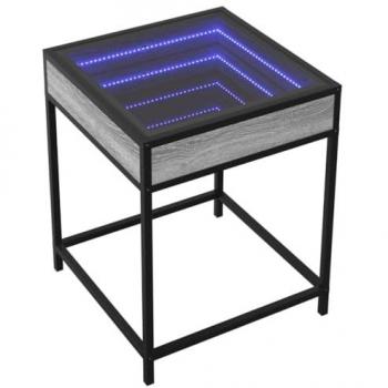 Mesa de centro con Infinity LED gris Sonoma 40x40x51 cm