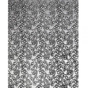 Panel decorativo autoadhesivo polipiel diseño flores WallFace 13412 FLORAL Barrocas relieve 3D negro y plata 2,60 m2