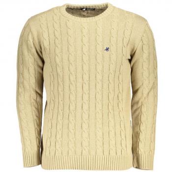 U.S. Polo Assn. Twisted Embroidered Round-neck Knitwear Sweater - Beige - XXL