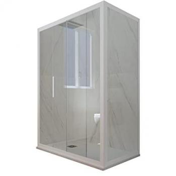 Mampara de ducha corredera 70x160 cm Blanco Mate Deco Duo