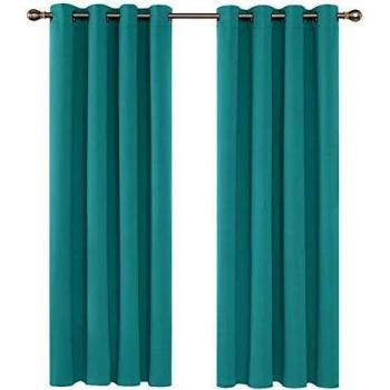 Deconovo Cortinas para Habitación Opacas Aislantes Térmicas Salon Dormitorio Modernas Gruesas con Ojales Plateados 140 x 210 cm Turquesa