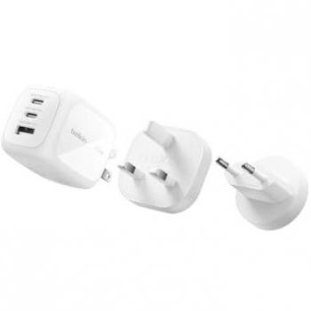 Cargador de Pared Belkin BoostCharge Pro GaN 70W con 3 Puertos USB-C/USB-A y Puntas de Enchufe Intercambiables