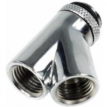 Alphacool Y-45° Rotatable Connector - G1/4 Chrome - 2x Inner, 1x Outer Thread