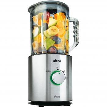 Batidora de Vaso Ufesa BS4798 Deluxe, 800W, Acero Inoxidable con Jarra de Cristal Transparente de 1.5 Litros y 2 Velocidades