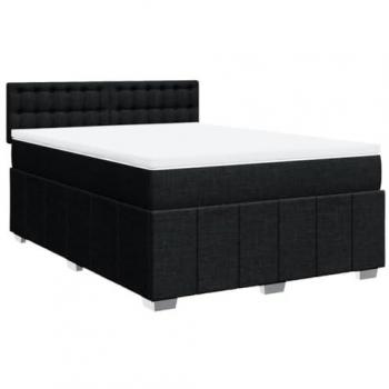 Cama Box Spring con colchón de tela negro 160x200 cm
