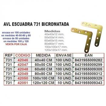 Escuadra AVL 731 - 80x80 Bicromatada (Caja de 100 Unidades)