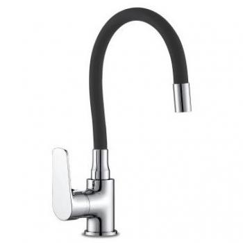 Monomando Fregadera Caño Alto Negro Goma Java 448077