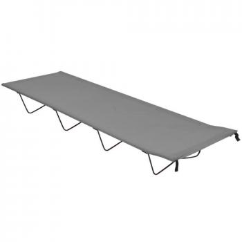 Cama de camping tela Oxford y acero gris 180x60x19 cm