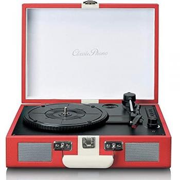 Lenco TT-110 Tocadiscos Classic Phono con Bluetooth, transmisión por Correa y Altavoces Integrados - Rojo/Blanco