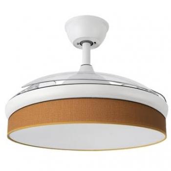 Ventilador de Techo DC MODA FABRILAMP Blanco/Naranja 72W con Palas Retráctiles, 108D, 7200lm, 6 Velocidades Ajustables, 3 Temperaturas de Luz (