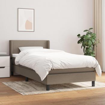 Bastidor de cama box spring con colchón Tortera 100x200 cm en tela gris taupe