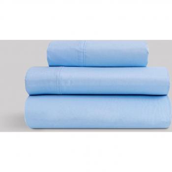 Juego de Sábanas Karamelo Liso Celeste - Almohadas Incluidas - Fácil Lavado y Planchado - Resistente a los Lavados