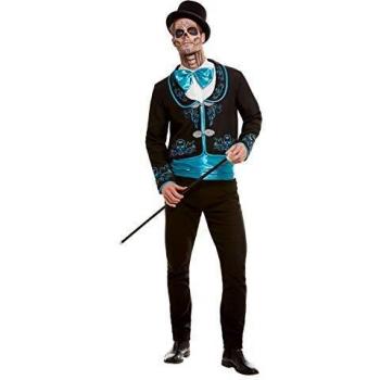 Smiffys 50799M - Disfraz de Día de los Muertos para hombre, talla M, color negro